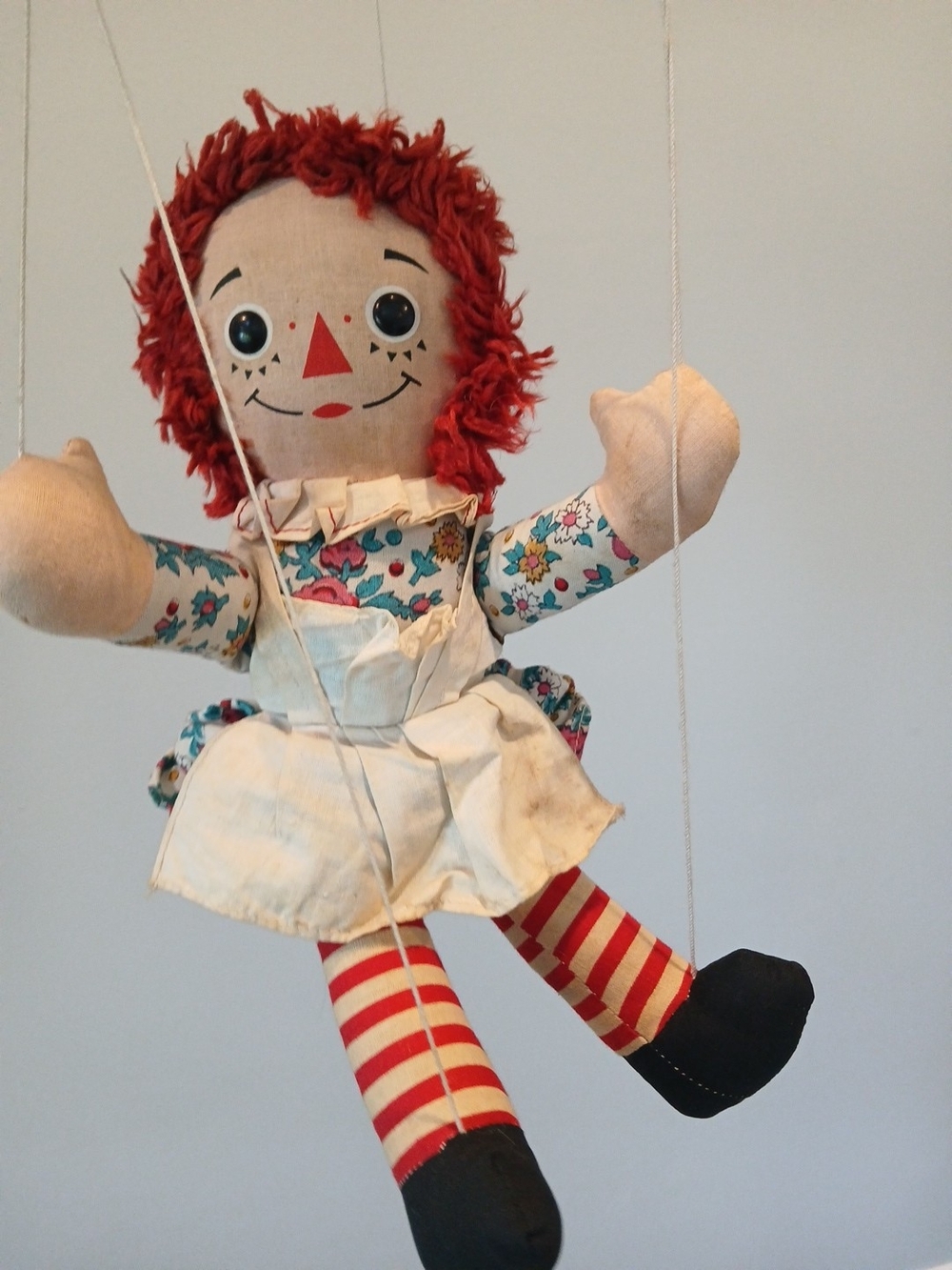 Vintage Raggedy Ann Marionette Knickerbocker 1973 Puppet  Doll Girl 12" Toy